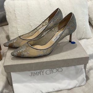 Jimmy Choo Romy 60 metallic lace pumps